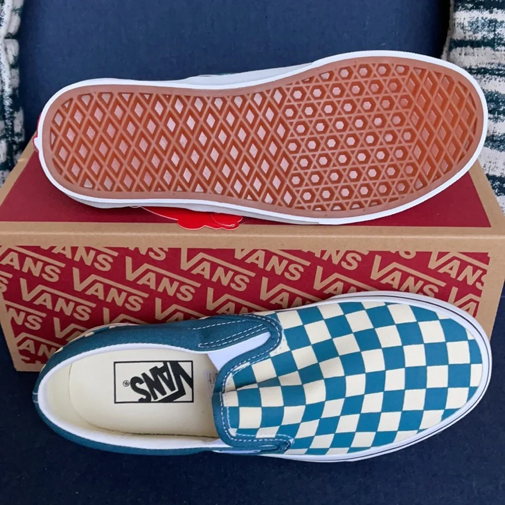 Vans Classic Slip-On Checkerboard Blue Coral/True White WMNS - Picture 4 of 16